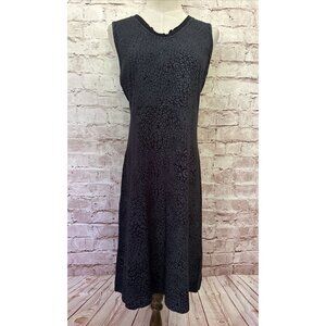 Fresh Produce Womens XS Dress Black Floral V-Neck Midi A Line Casual Cotton